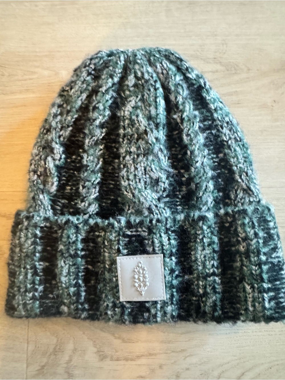 Free People Ribbed Knit Beanie - Green & Black